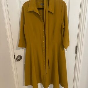 Sharagano Mustard Long Sleeve Dress